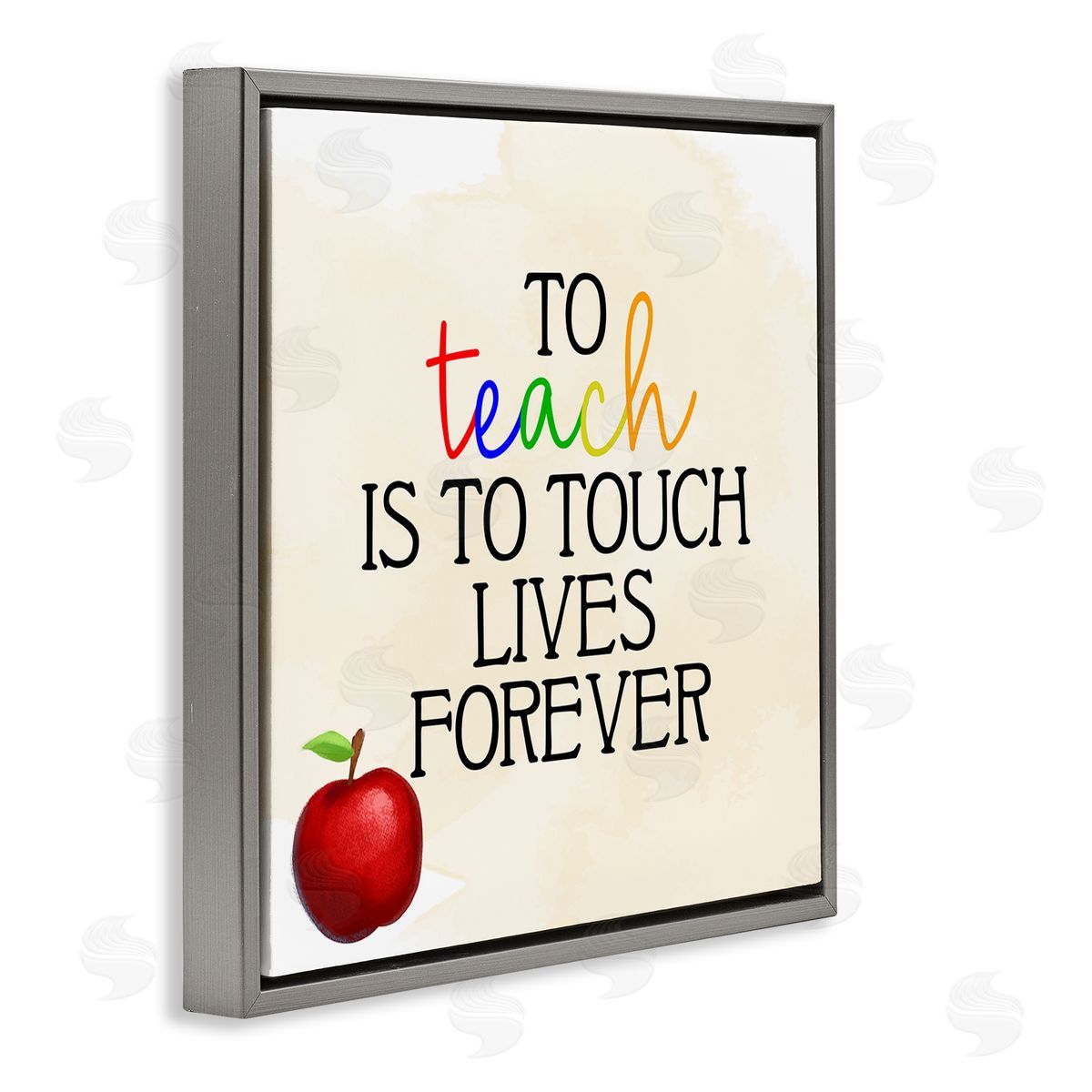 Kim Allen Teaching Is To Touch Lives Forever Phrase Gray Floating Frame Canvas Wall Art Print