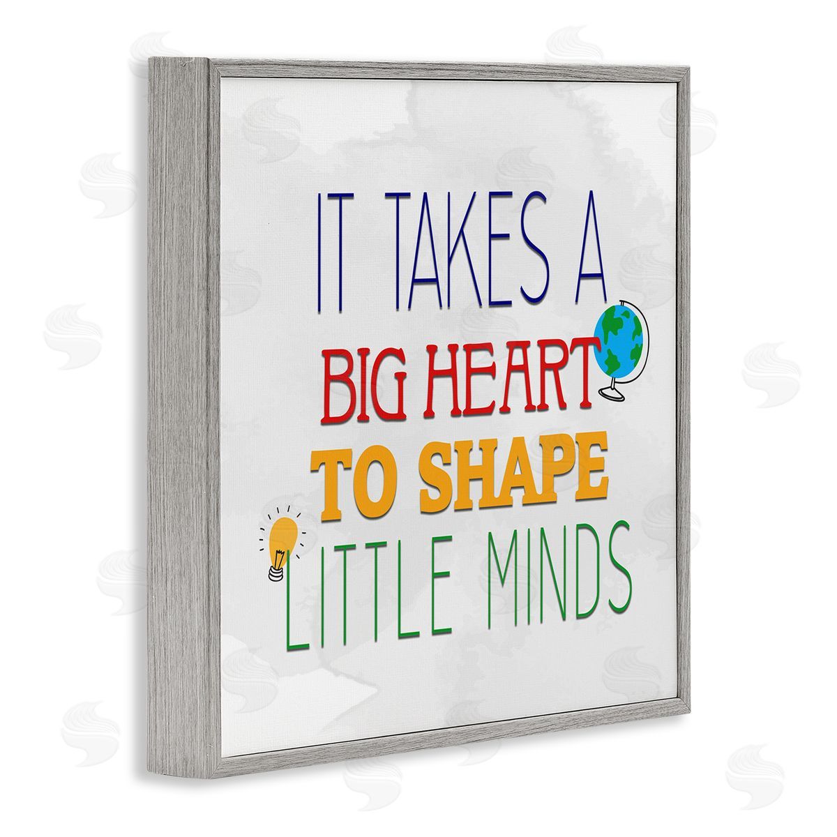 Kim Allen Big Heart To Shape Little Minds Phrase Gray Framed Glicee Wall Art Print