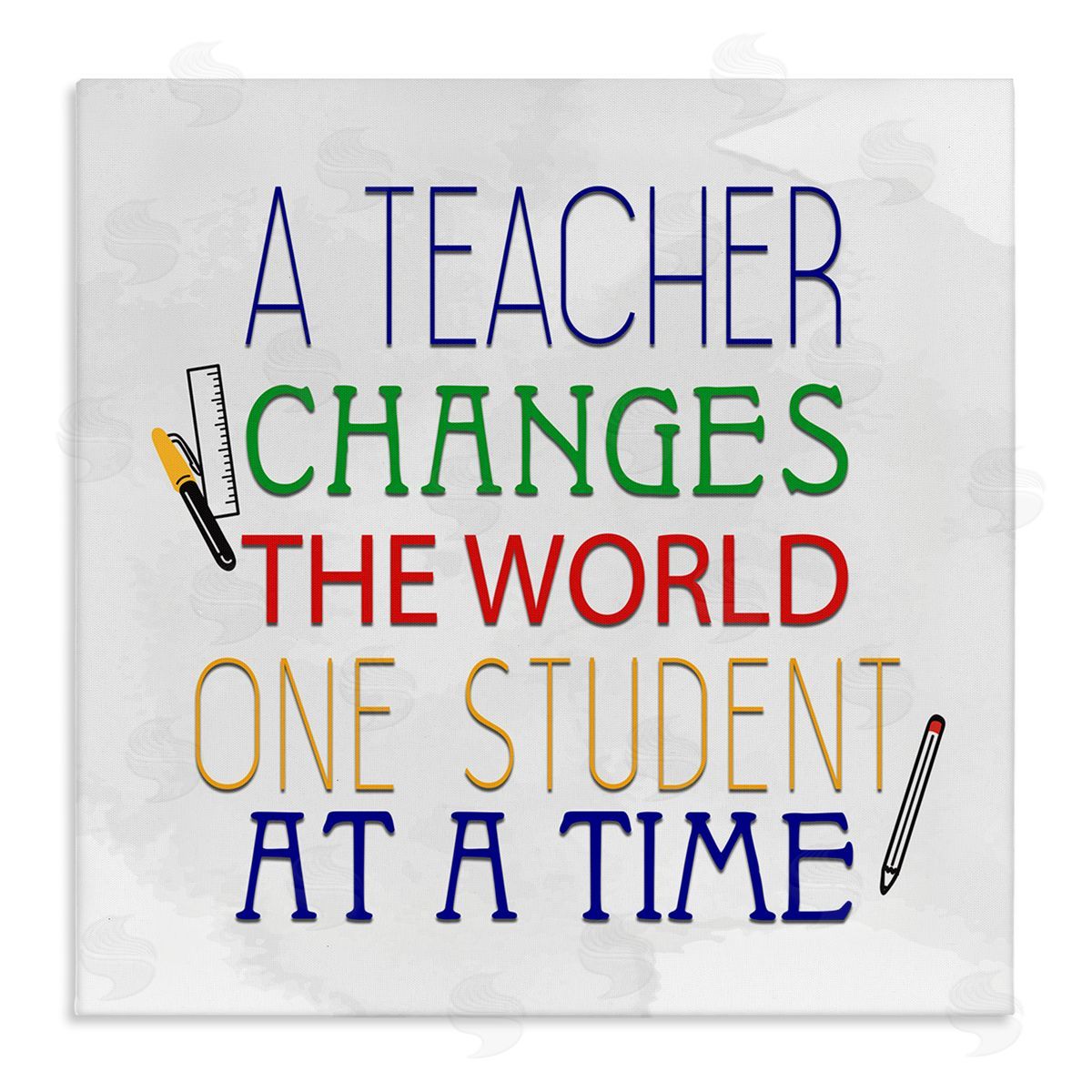 Kim Allen Teacher Changes The World Phrase Stretched Canvas Wall Art Print