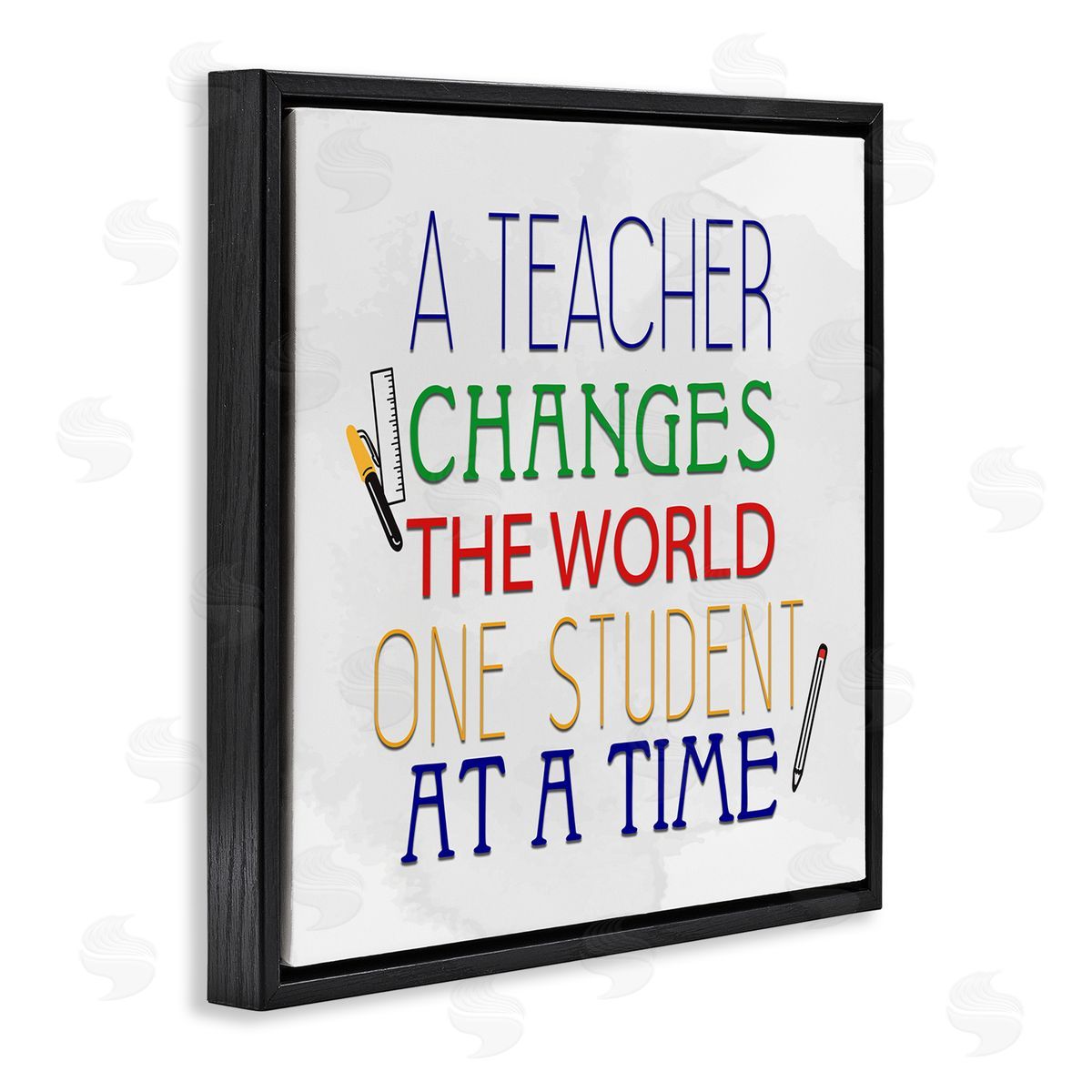 Kim Allen Teacher Changes The World Phrase Black Floating Frame Canvas Wall Art Print