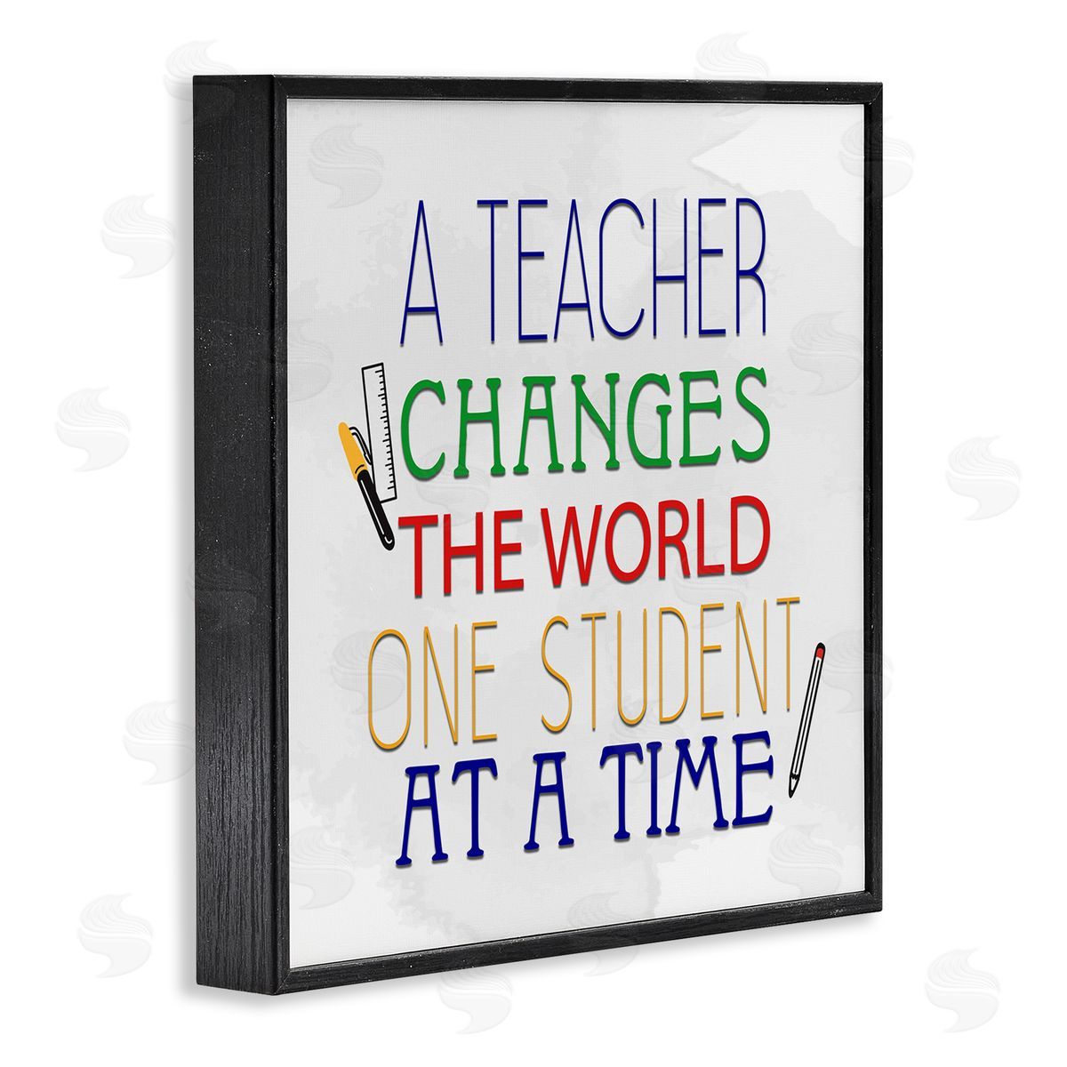 Kim Allen Teacher Changes The World Phrase Black Framed Glicee Wall Art Print