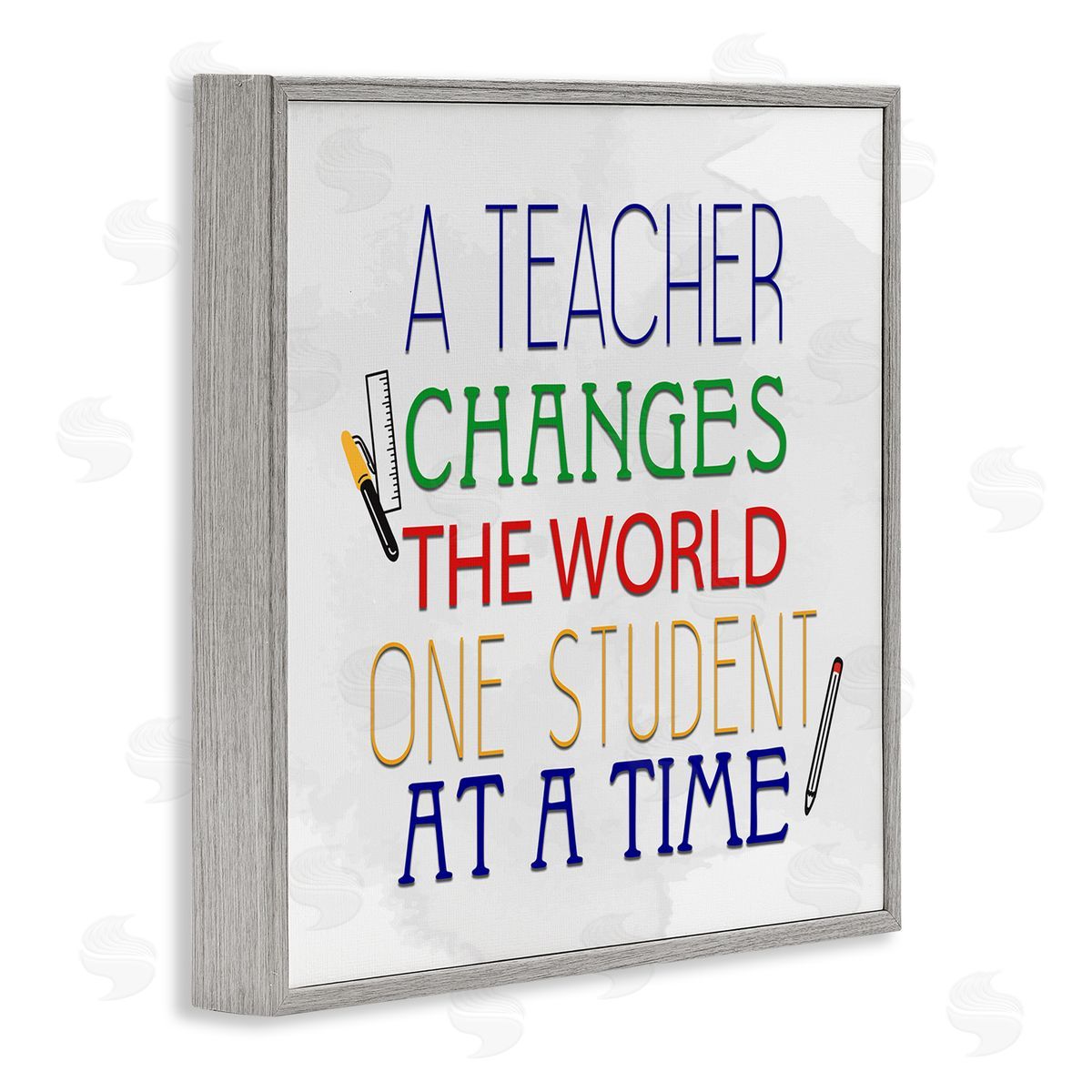 Kim Allen Teacher Changes The World Phrase Gray Framed Glicee Wall Art Print