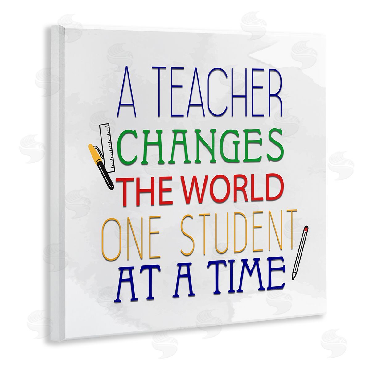 Kim Allen Teacher Changes The World Phrase Wooden Wall Plaque Art Print