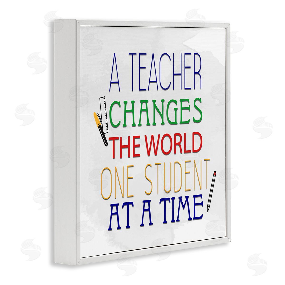 Kim Allen Teacher Changes The World Phrase White Framed Glicee Wall Art Print