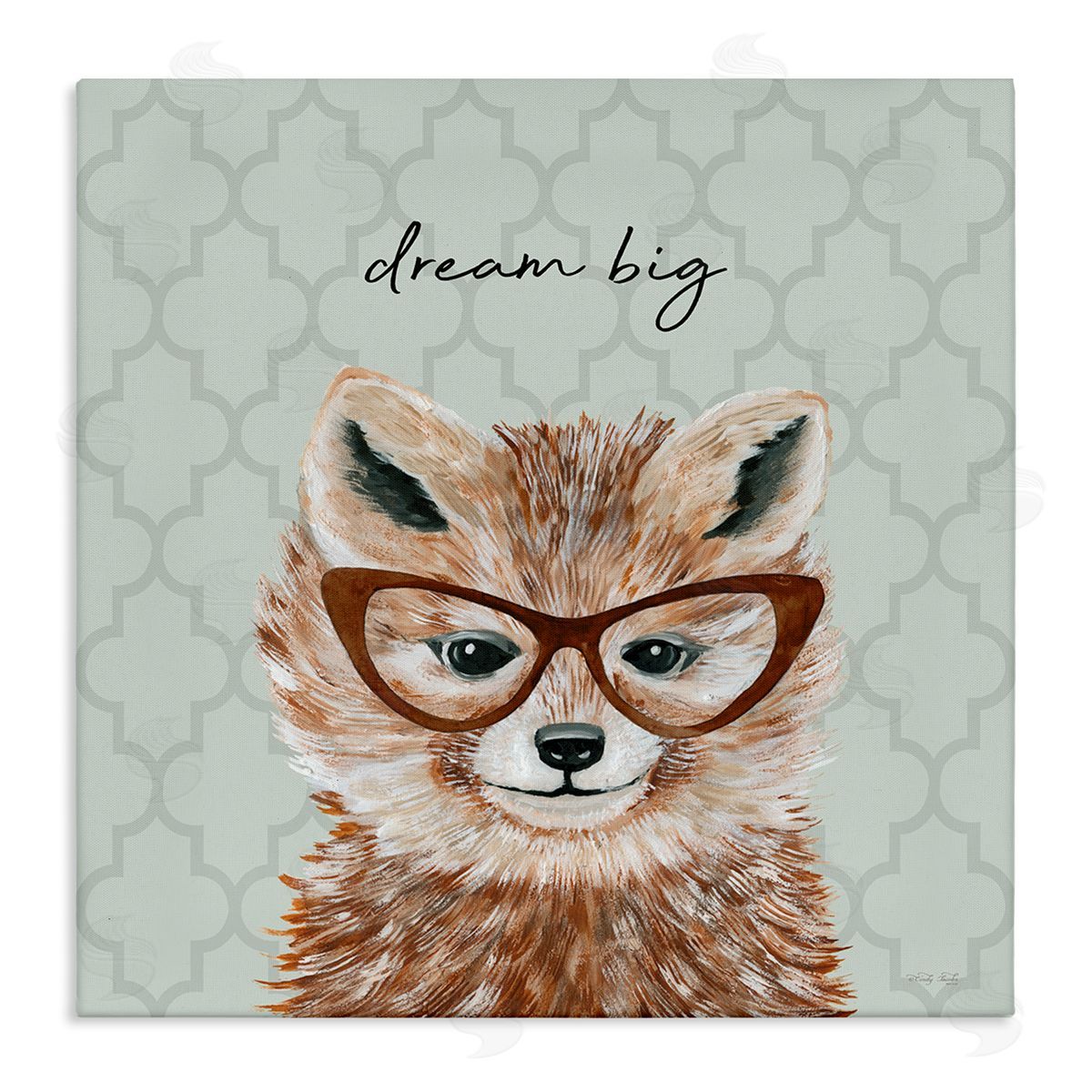 Cindy Jacobs Dream Big Happy Fox Patterned Stretched Canvas Wall Art Print