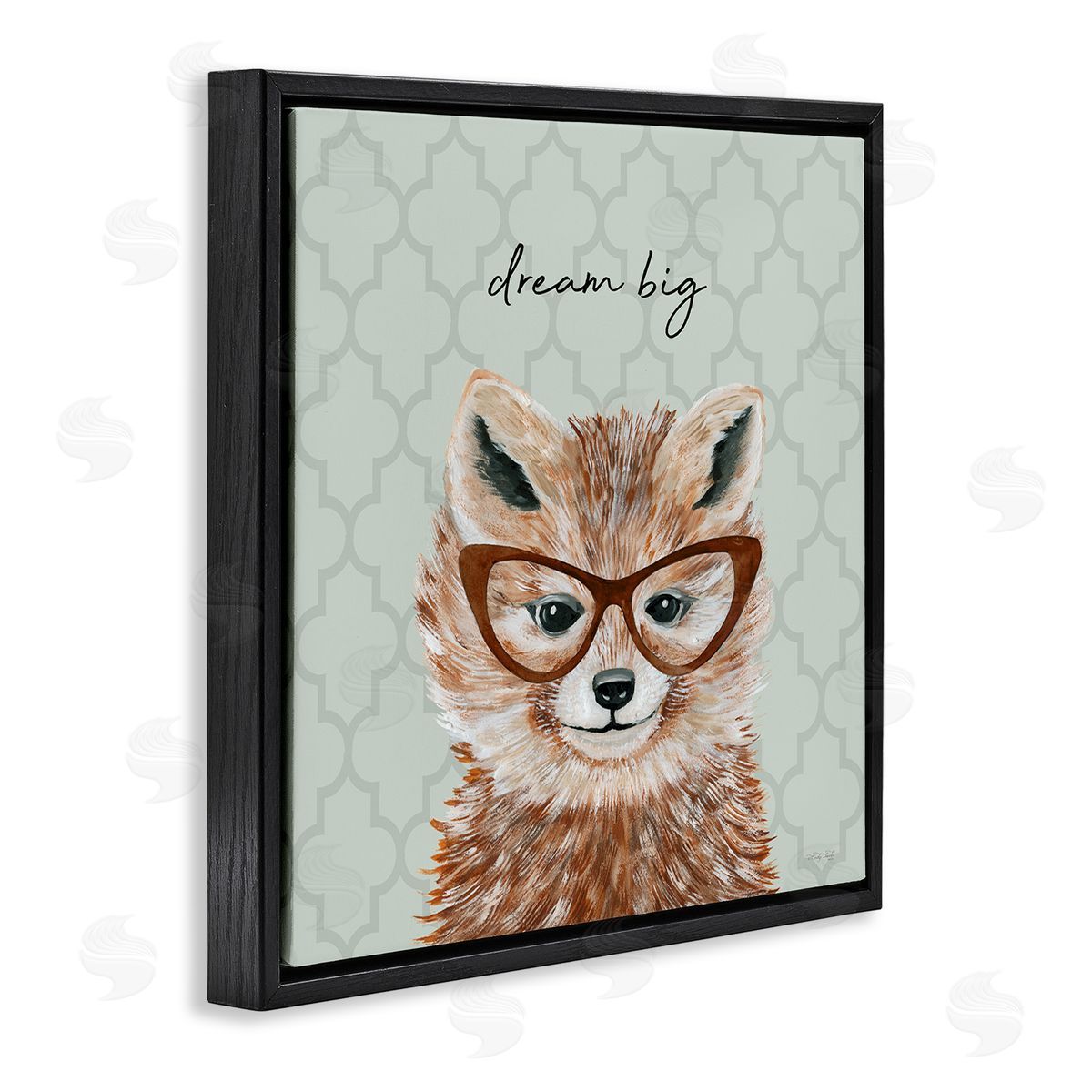 Cindy Jacobs Dream Big Happy Fox Patterned Black Floating Frame Canvas Wall Art Print