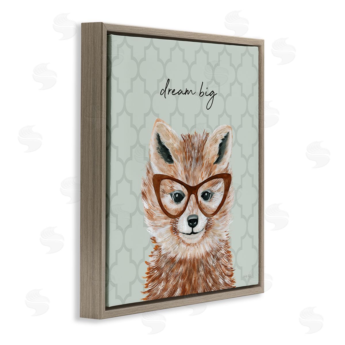 Cindy Jacobs Dream Big Happy Fox Patterned Brown Floating Frame Canvas Wall Art Print