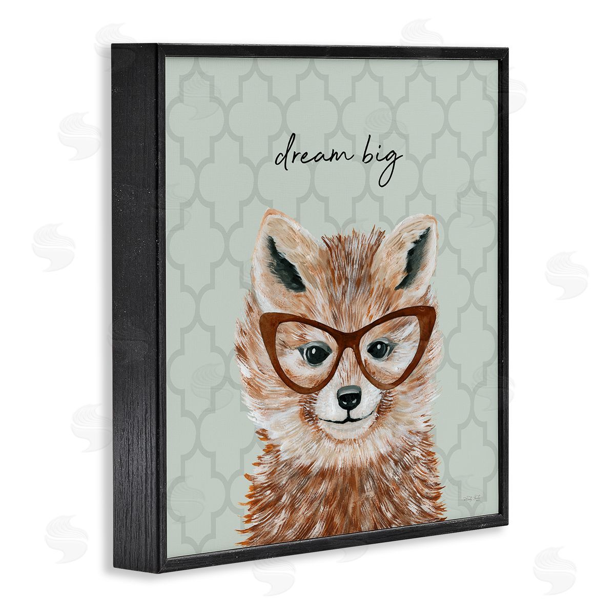 Cindy Jacobs Dream Big Happy Fox Patterned Black Framed Glicee Wall Art Print