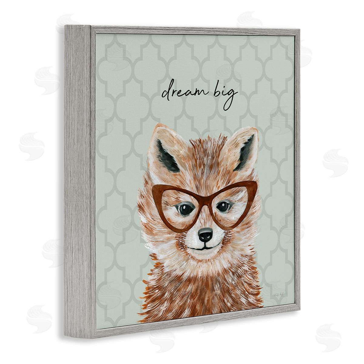 Cindy Jacobs Dream Big Happy Fox Patterned Gray Framed Glicee Wall Art Print