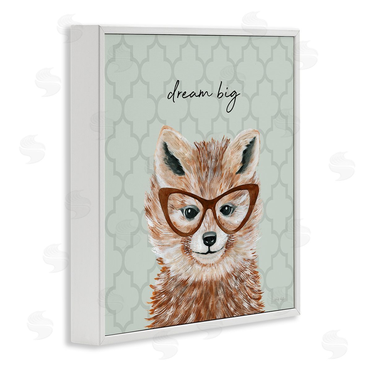 Cindy Jacobs Dream Big Happy Fox Patterned White Framed Glicee Wall Art Print