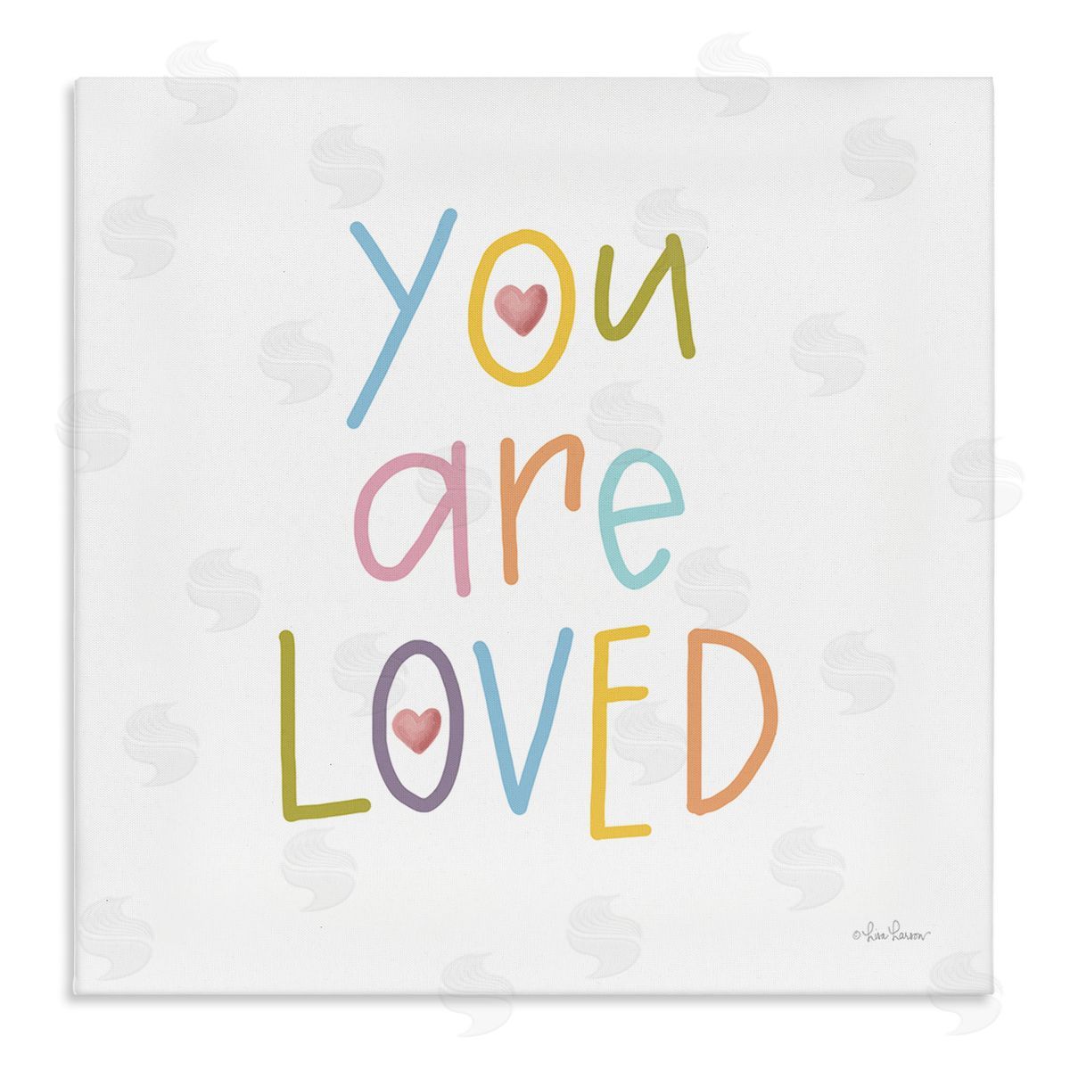 Lisa Larson You Are Loved Soft Rainbow Hearts Stretched Canvas Wall Art Print