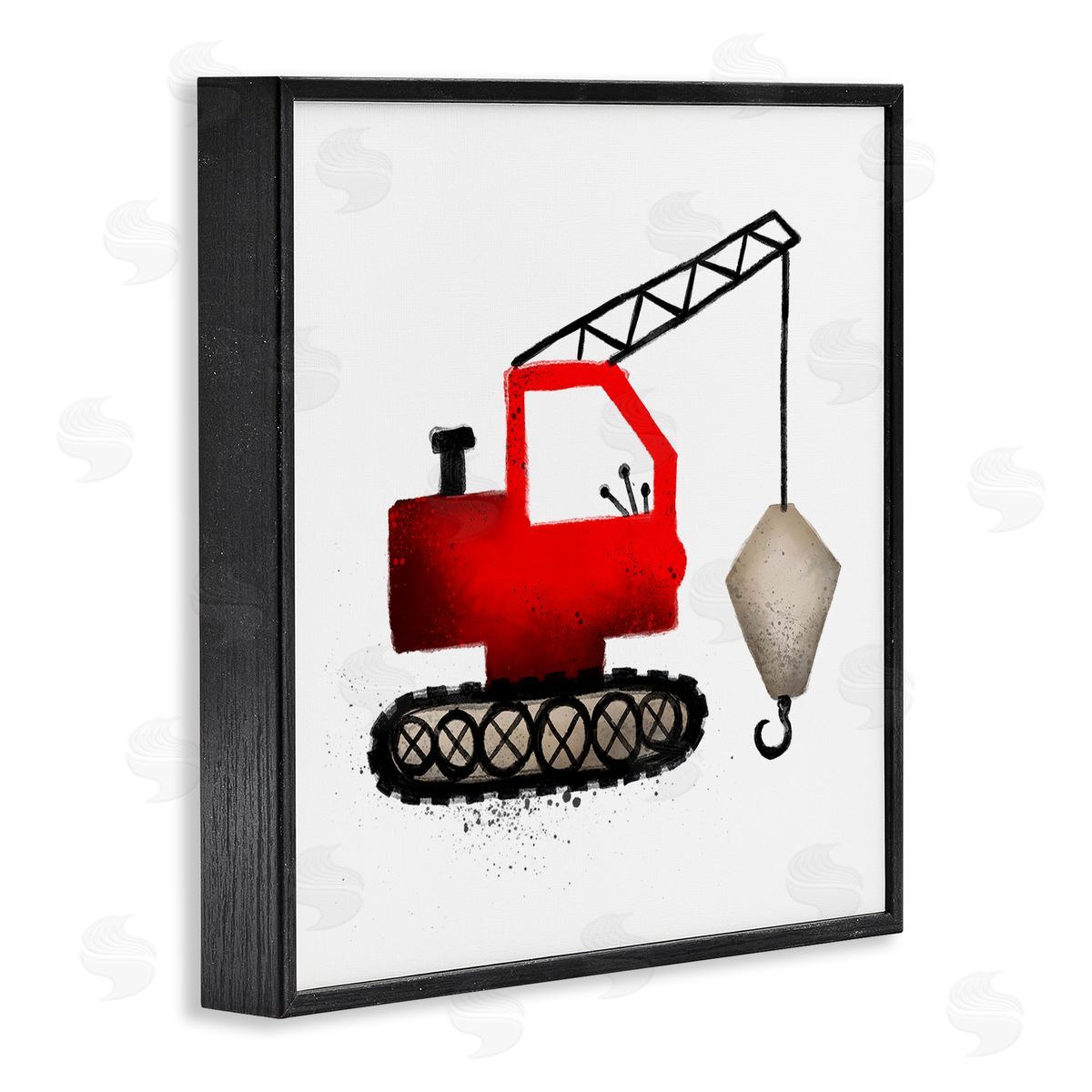 Elizabeth Medley Red Crane Construction Vehicle Black Framed Glicee Wall Art Print