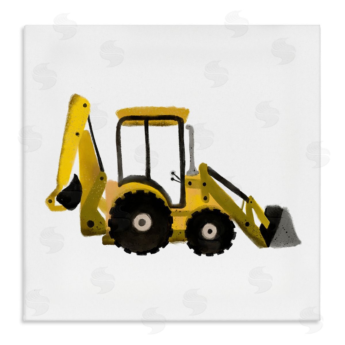 Elizabeth Medley Yellow Bulldozer Construction Vehicle Stretched Canvas Wall Art Print