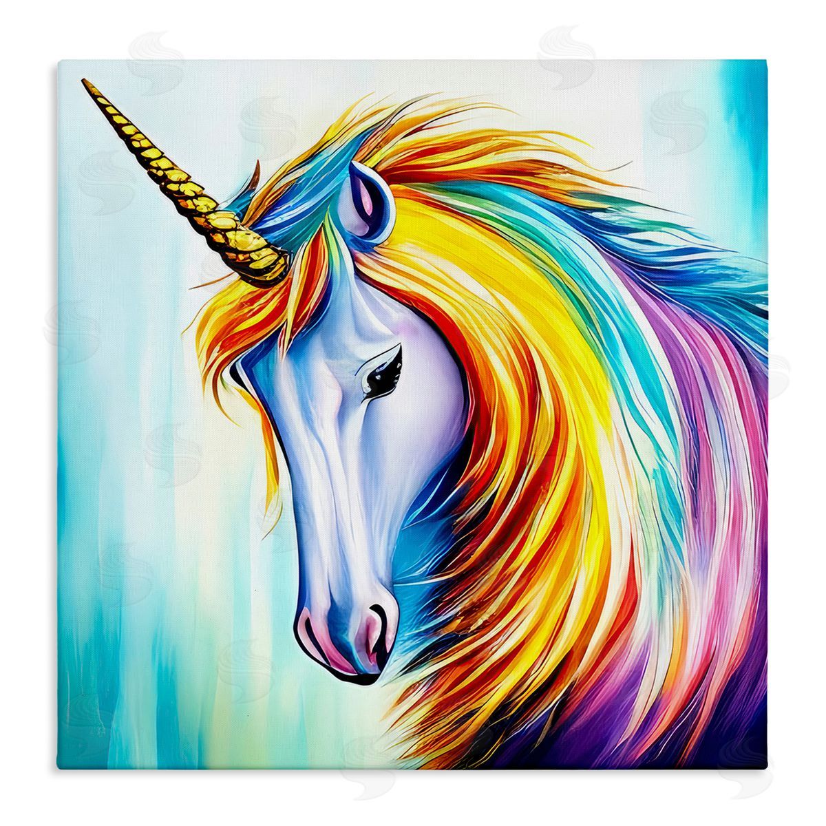 Denise Dundon Rainbow Unicorn Fantasy Portrait Stretched Canvas Wall Art Print