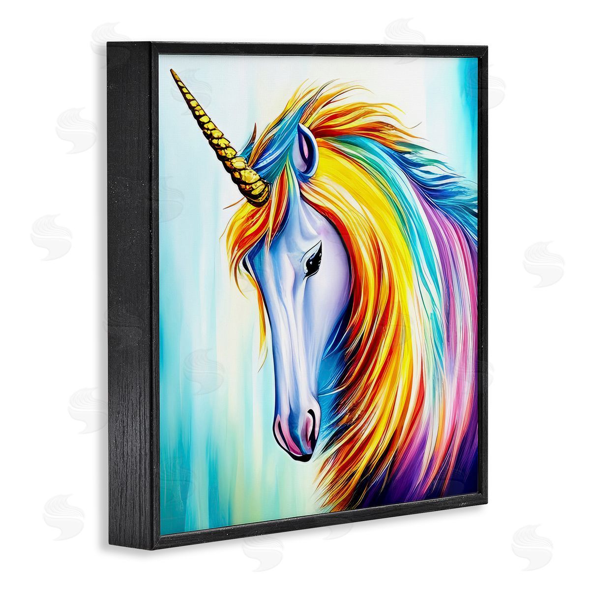 Denise Dundon Rainbow Unicorn Fantasy Portrait Black Framed Glicee Wall Art Print