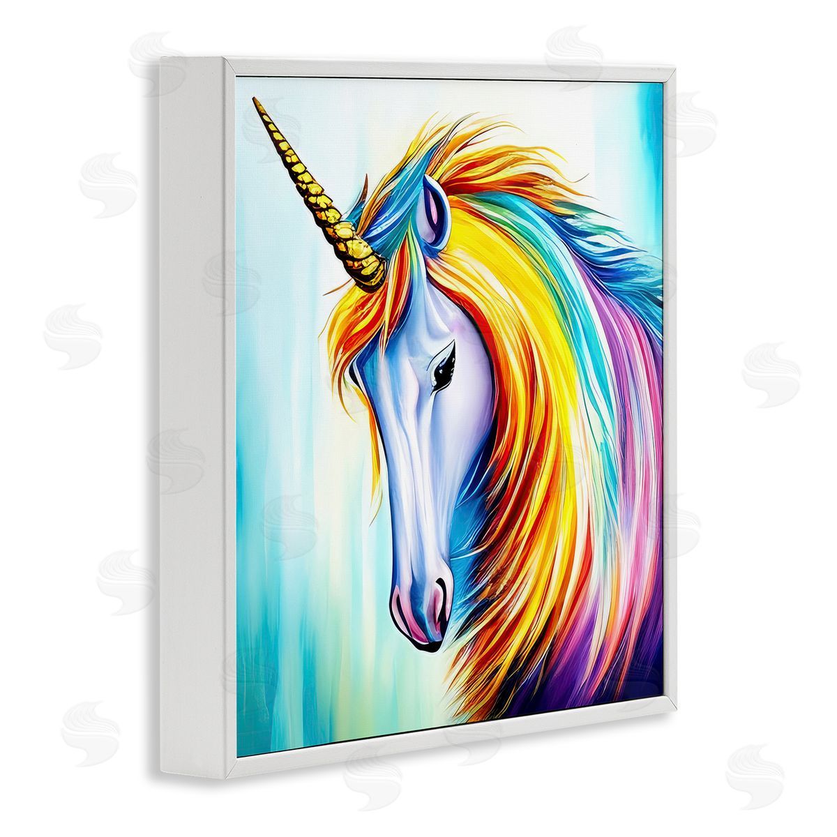 Denise Dundon Rainbow Unicorn Fantasy Portrait White Framed Glicee Wall Art Print
