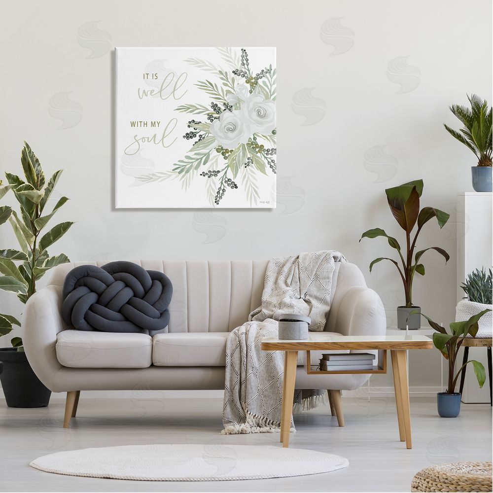 Cindy Jacobs It Is Well With My Soul White Roses Canvas Wall Art in Room