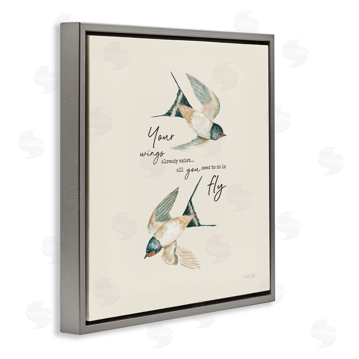 Cindy Jacobs Your Wings Already Exist Flying Birds Gray Floating Frame Canvas Wall Art Print