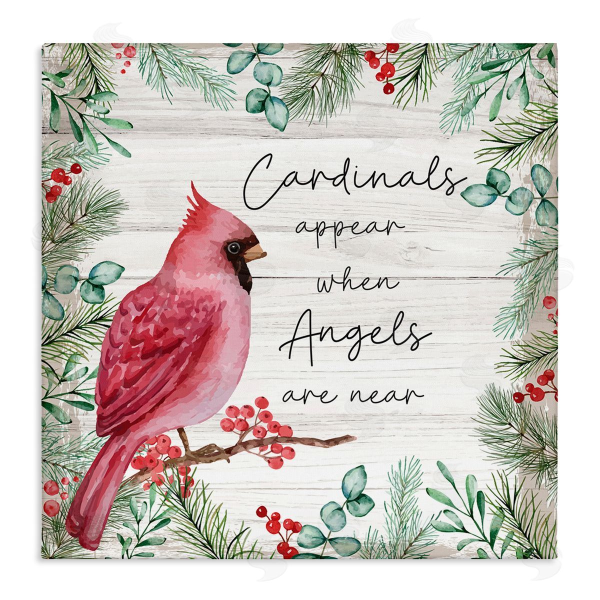 Nicole DeCamp Cardinals Appear When Angels Near Phrase Stretched Canvas Wall Art Print