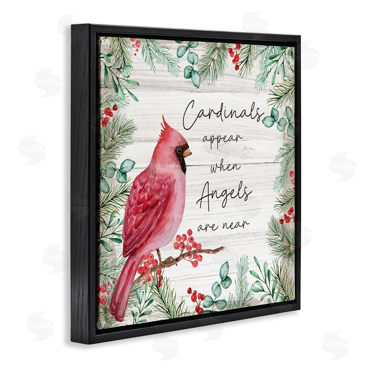 Nicole DeCamp Cardinals Appear When Angels Near Phrase Black Floating Frame Canvas Wall Art Print