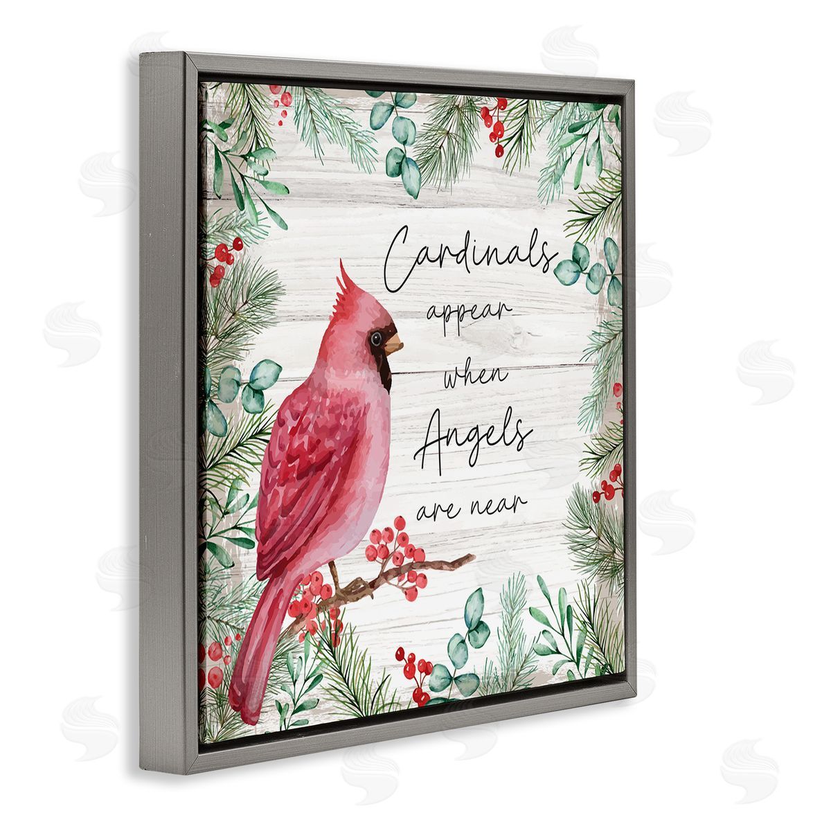 Nicole DeCamp Cardinals Appear When Angels Near Phrase Gray Floating Frame Canvas Wall Art Print