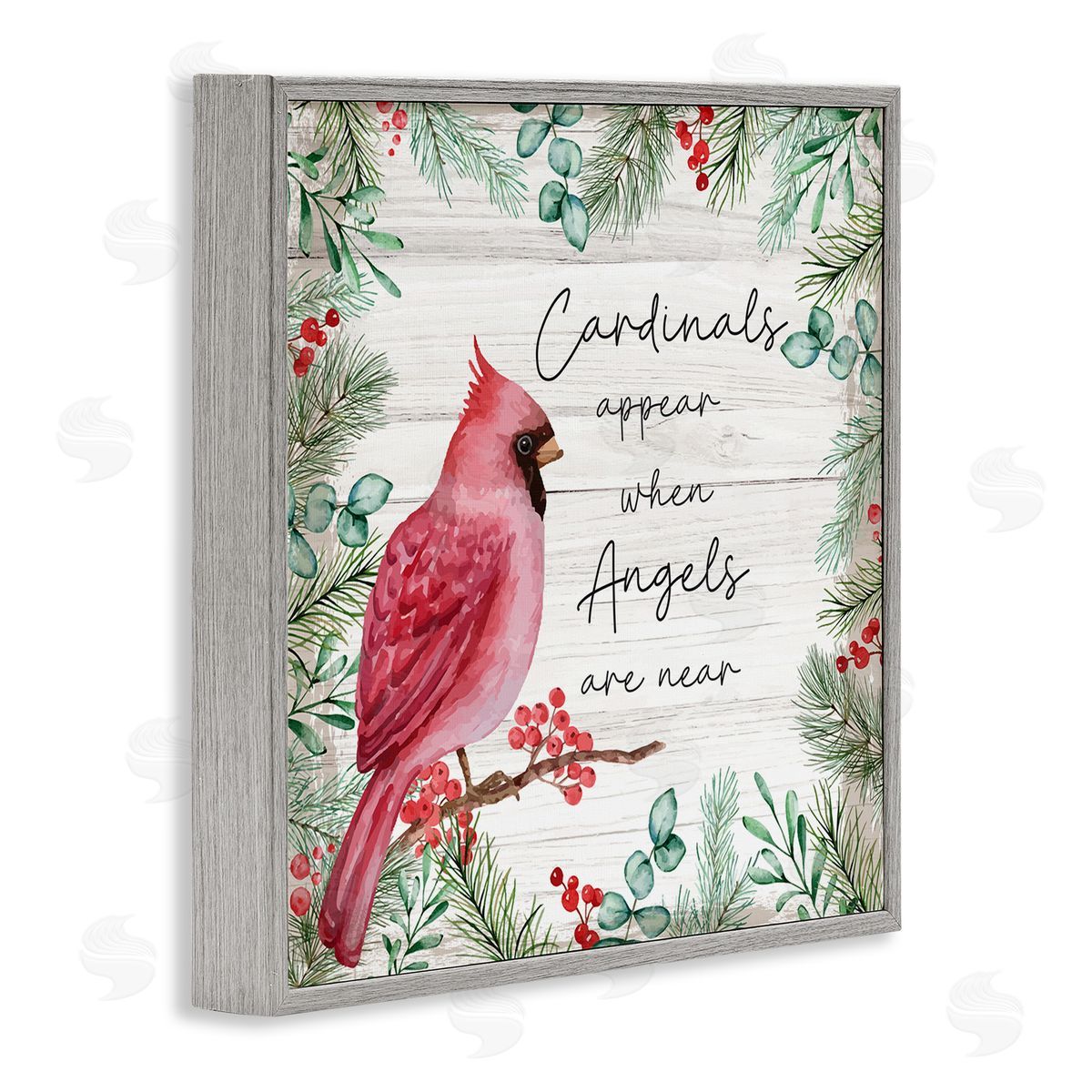 Nicole DeCamp Cardinals Appear When Angels Near Phrase Gray Framed Glicee Wall Art Print