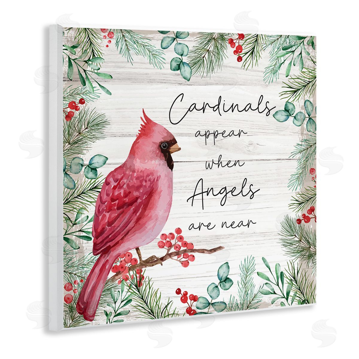 Nicole DeCamp Cardinals Appear When Angels Near Phrase Wooden Wall Plaque Art Print