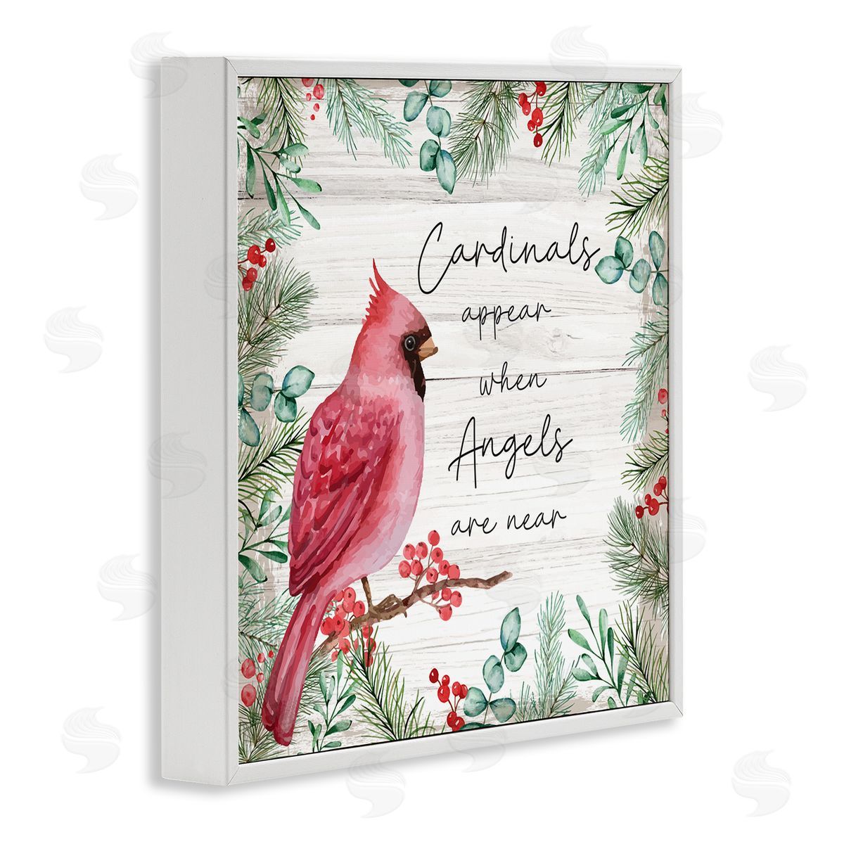 Nicole DeCamp Cardinals Appear When Angels Near Phrase White Framed Glicee Wall Art Print