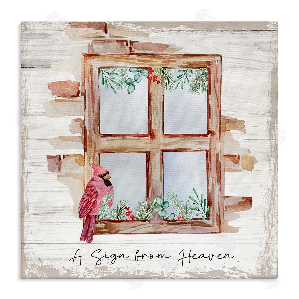 Nicole DeCamp Sign From Heaven Perched Cardinal Stretched Canvas Wall Art Print