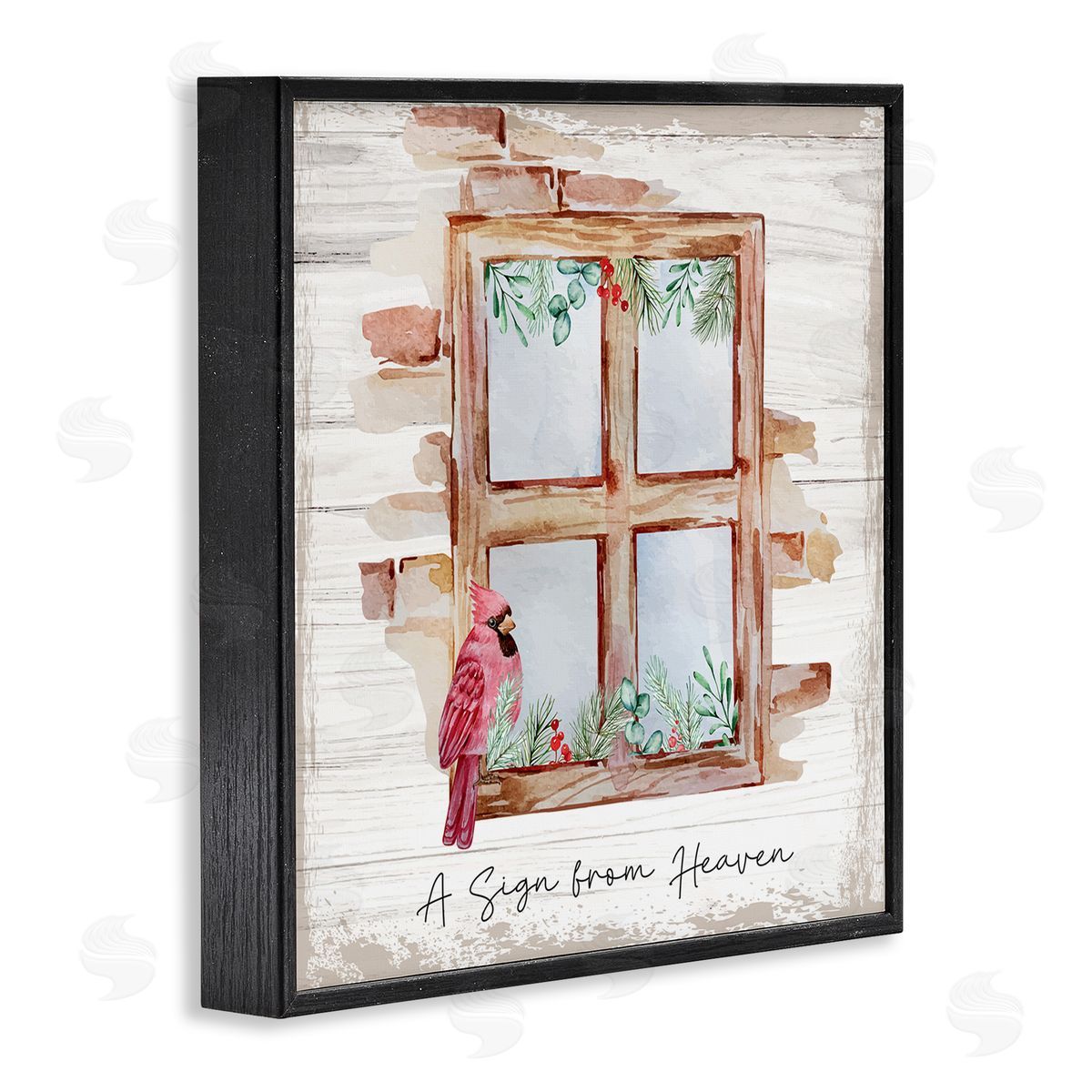 Nicole DeCamp Sign From Heaven Perched Cardinal Black Framed Glicee Wall Art Print