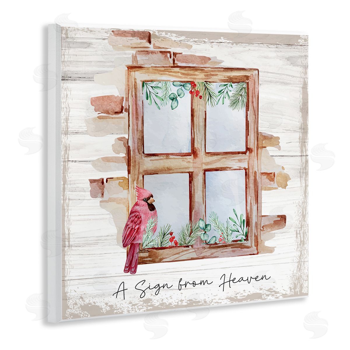 Nicole DeCamp Sign From Heaven Perched Cardinal Wooden Wall Plaque Art Print