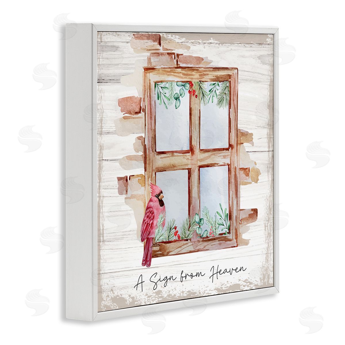 Nicole DeCamp Sign From Heaven Perched Cardinal White Framed Glicee Wall Art Print