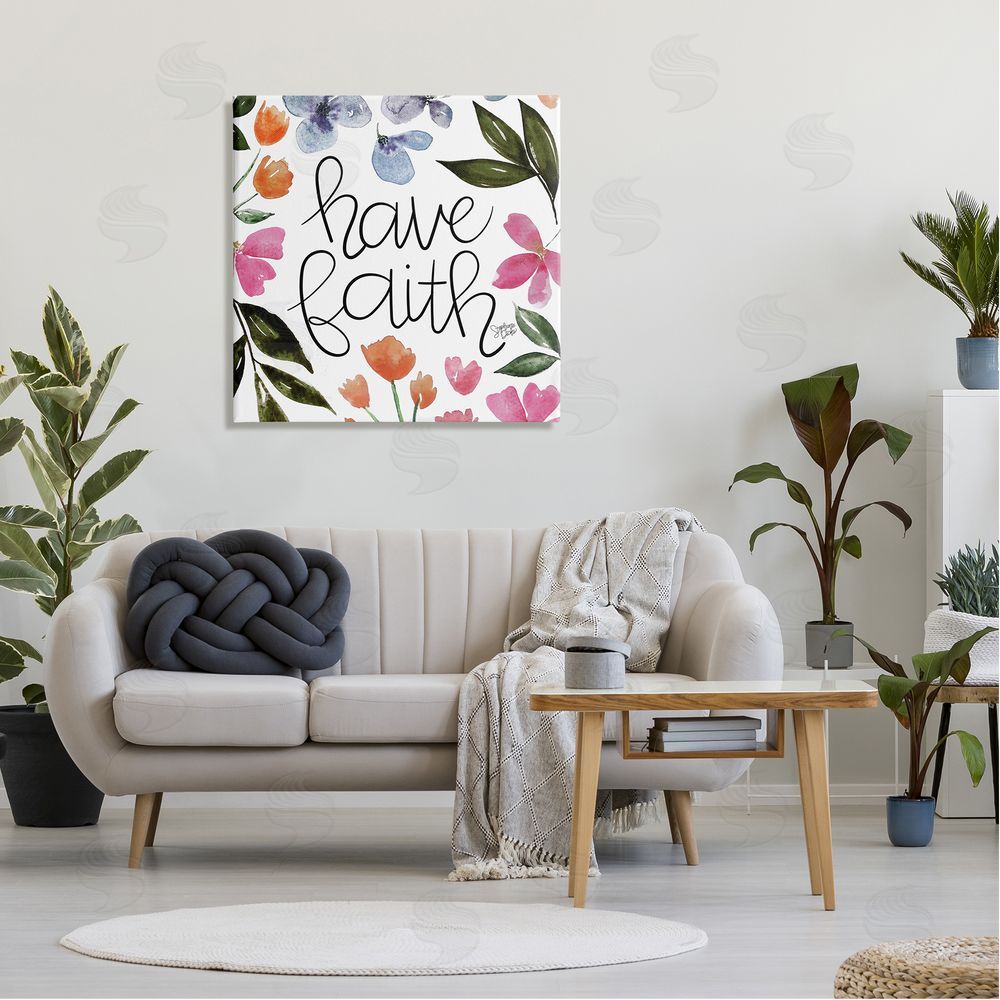 Stephanie Dicks Have Faith Floral Phrase Canvas Wall Art in Room
