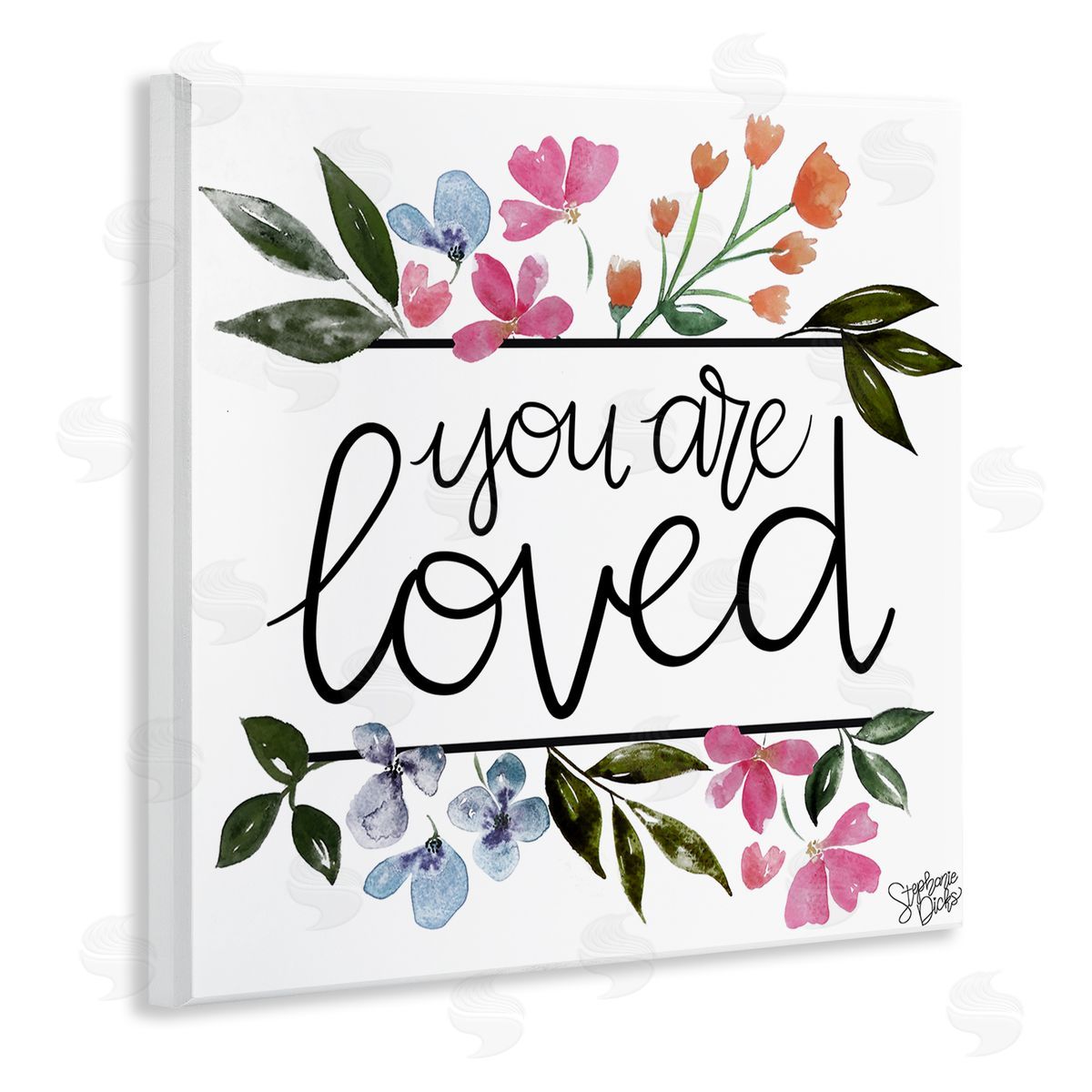 Stephanie Dicks You Are Loved Botanical Blossoms Wooden Wall Plaque Art Print