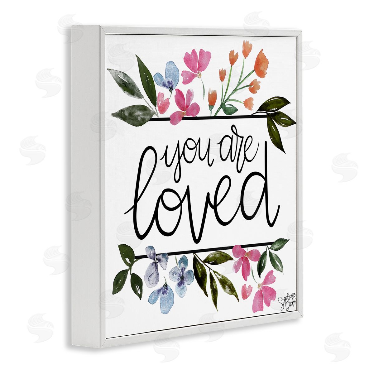 Stephanie Dicks You Are Loved Botanical Blossoms White Framed Glicee Wall Art Print