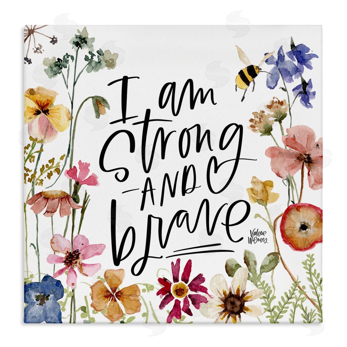 I Am Strong & Brave Inspirational Canvas Wall Art, Home Decor by Valerie Weiners
