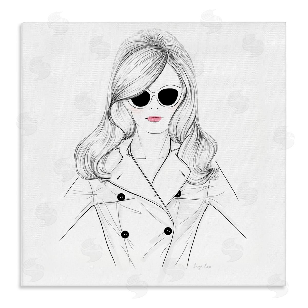 Siya Liu Fashionable Woman Sunglasses Glam Stretched Canvas Wall Art Print