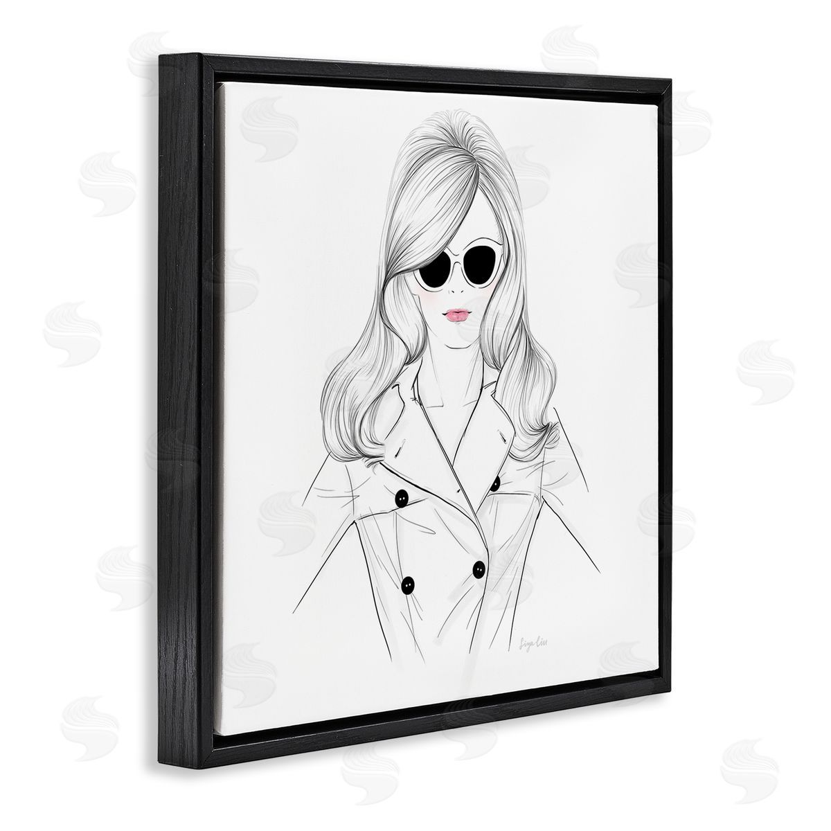 Siya Liu Fashionable Woman Sunglasses Glam Black Floating Frame Canvas Wall Art Print