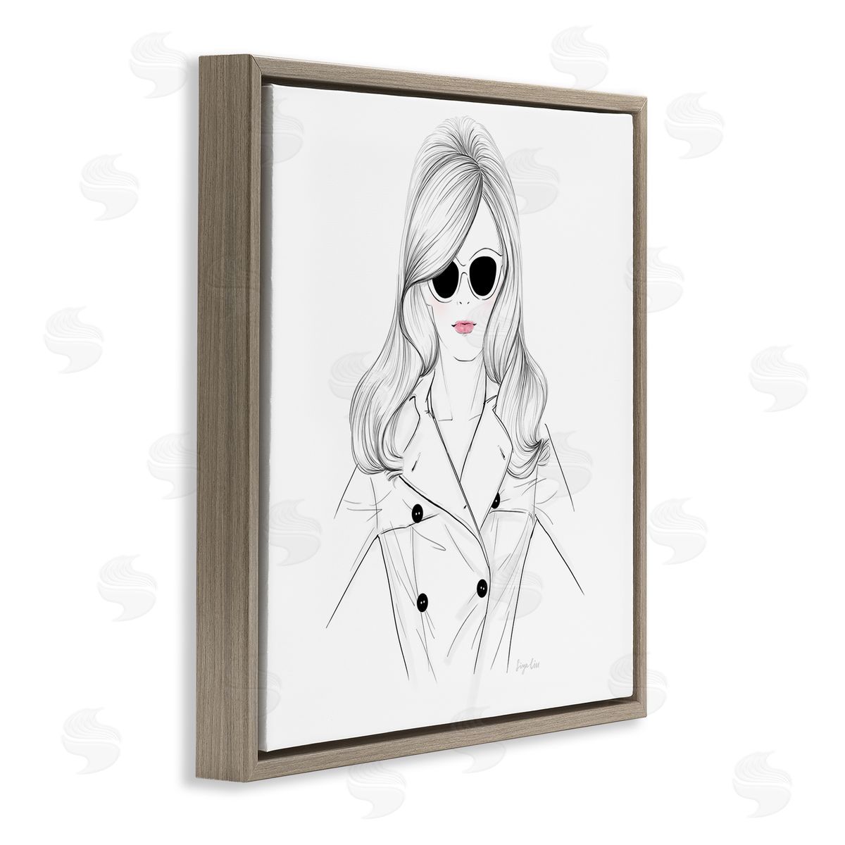 Siya Liu Fashionable Woman Sunglasses Glam Brown Floating Frame Canvas Wall Art Print