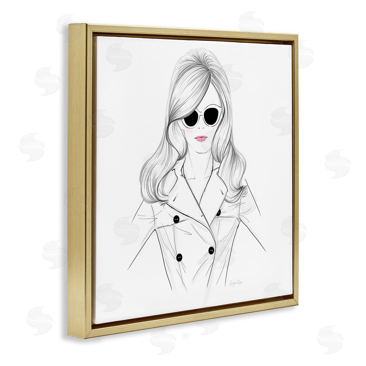 Siya Liu Fashionable Woman Sunglasses Glam Gold Floating Frame Canvas Wall Art Print