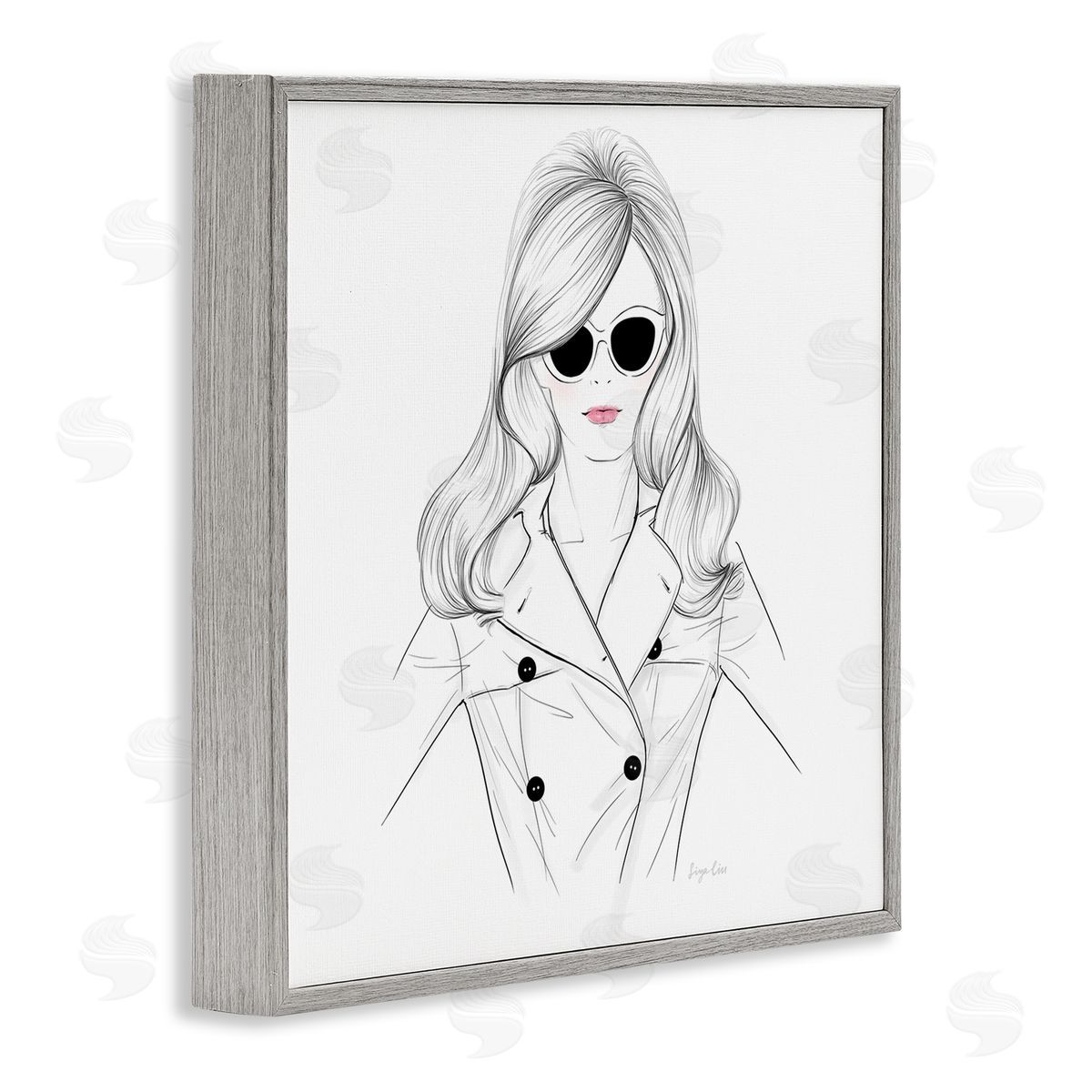 Siya Liu Fashionable Woman Sunglasses Glam Gray Framed Glicee Wall Art Print