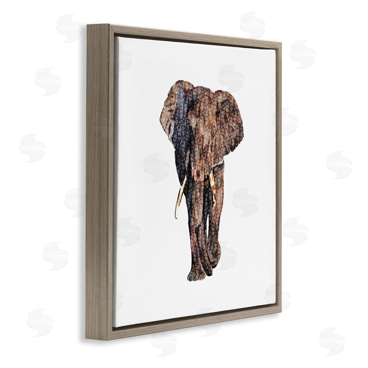 Amelia Noyes Glam Symbol Wildlife Elephant Brown Floating Frame Canvas Wall Art Print
