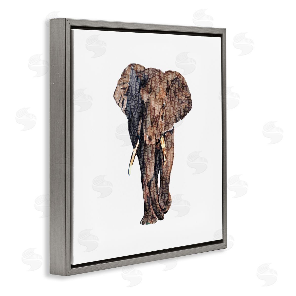 Amelia Noyes Glam Symbol Wildlife Elephant Gray Floating Frame Canvas Wall Art Print