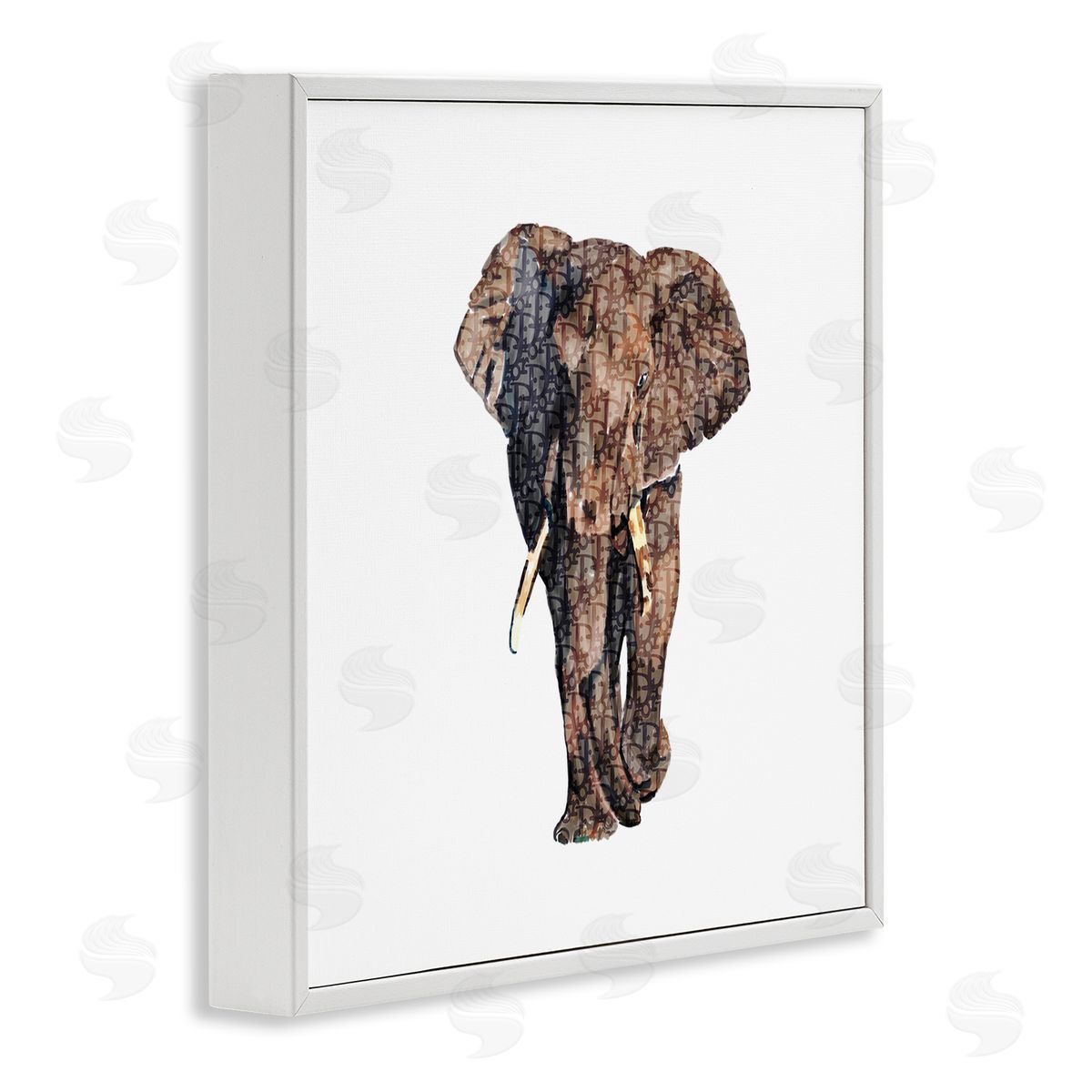 Amelia Noyes Glam Symbol Wildlife Elephant White Framed Glicee Wall Art Print