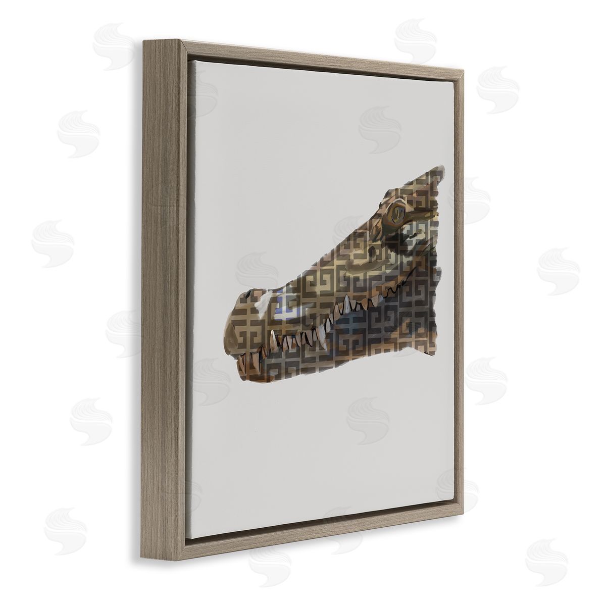 Amelia Noyes Fashion Brand Crocodile Glam Brown Floating Frame Canvas Wall Art Print