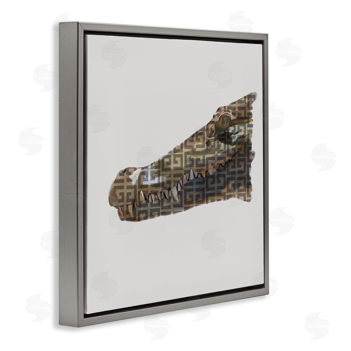 Amelia Noyes Fashion Brand Crocodile Glam Gray Floating Frame Canvas Wall Art Print