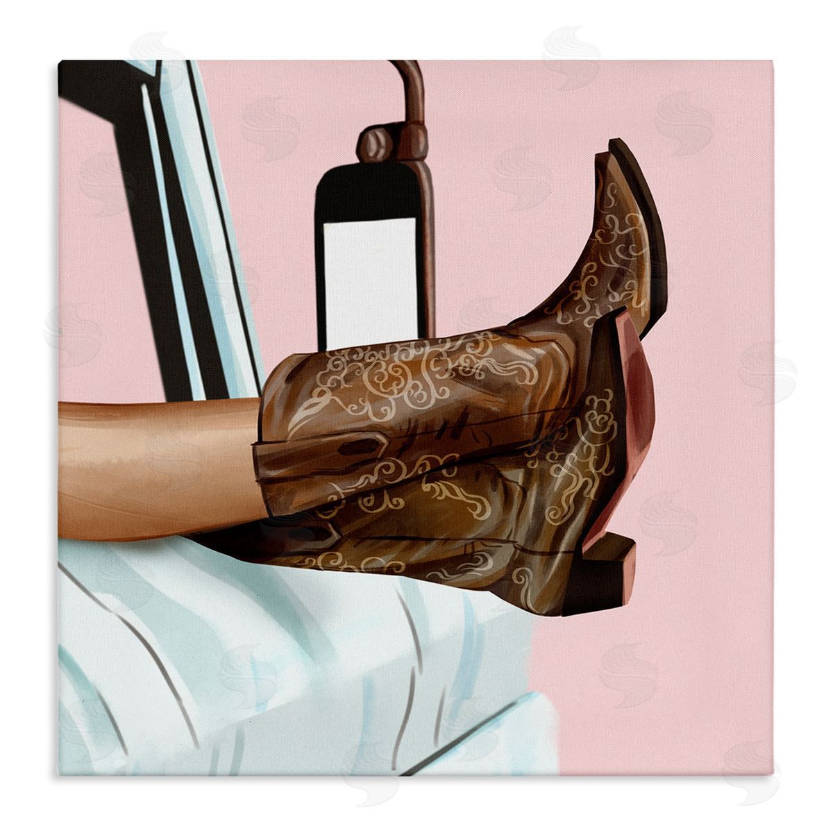 Ziwei Li Country Girl Cowboy Boots Car Stretched Canvas Wall Art Print