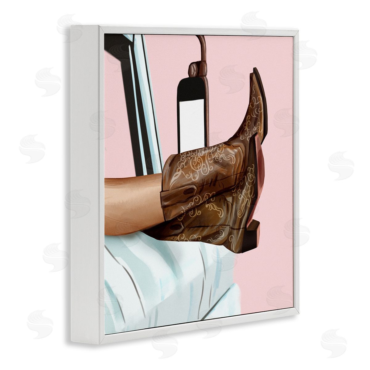 Ziwei Li Country Girl Cowboy Boots Car White Framed Glicee Wall Art Print