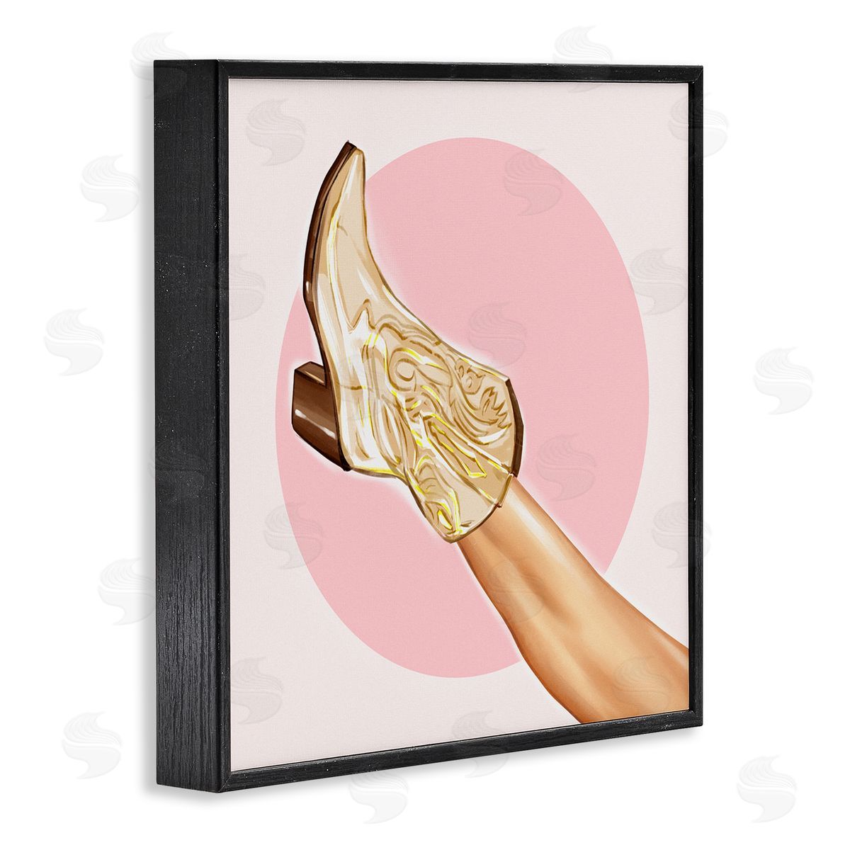 Ziwei Li Cowgirl Boot Pink Country Fashion Black Framed Glicee Wall Art Print