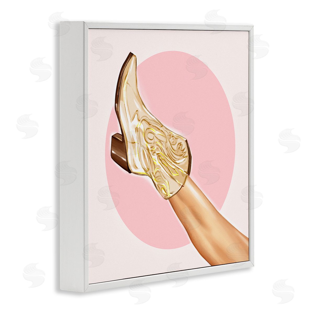Ziwei Li Cowgirl Boot Pink Country Fashion White Framed Glicee Wall Art Print